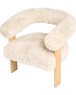 Poltrona ILBRO Finta pelliccia Bianco sporco/Marrone chiaro