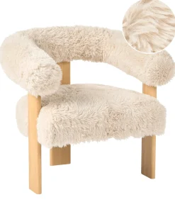 Poltrona ILBRO Finta pelliccia Bianco sporco/Marrone chiaro