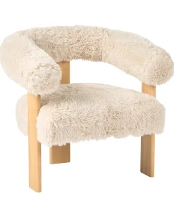 Poltrona ILBRO Finta pelliccia Bianco sporco/Marrone chiaro