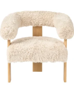 Poltrona ILBRO Finta pelliccia Bianco sporco/Marrone chiaro