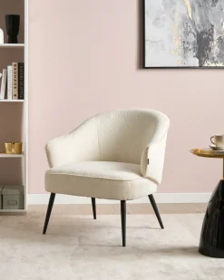 Poltrona KAYLA Bouclé Bianco sporco