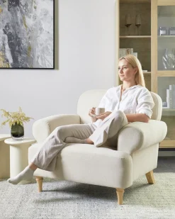 Poltrona KIBERG Tessuto Beige chiaro