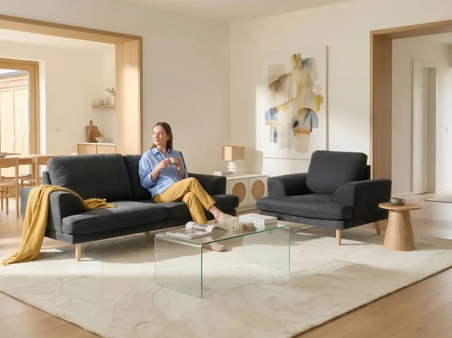 Poltrona KILDAL Tessuto Nero