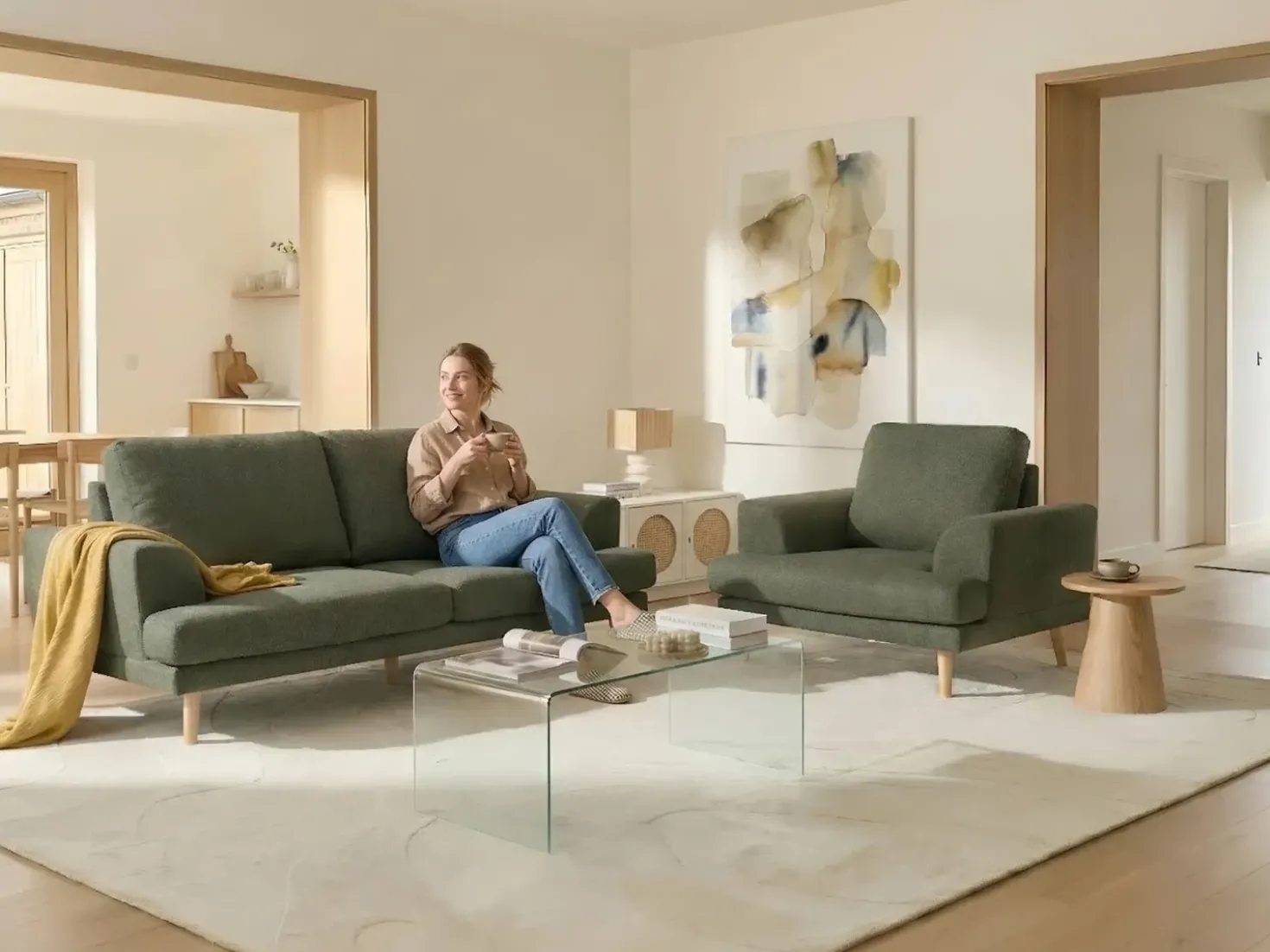 Poltrona KILDAL Tessuto Verde