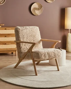 Poltrona KISA Finta pelliccia Beige chiaro