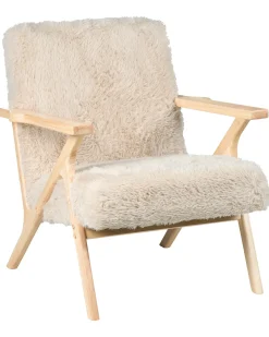 Poltrona KISA Finta pelliccia Beige chiaro