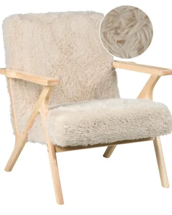 Poltrona KISA Finta pelliccia Beige chiaro