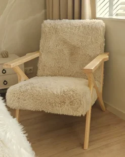 Poltrona KISA Finta pelliccia Beige chiaro