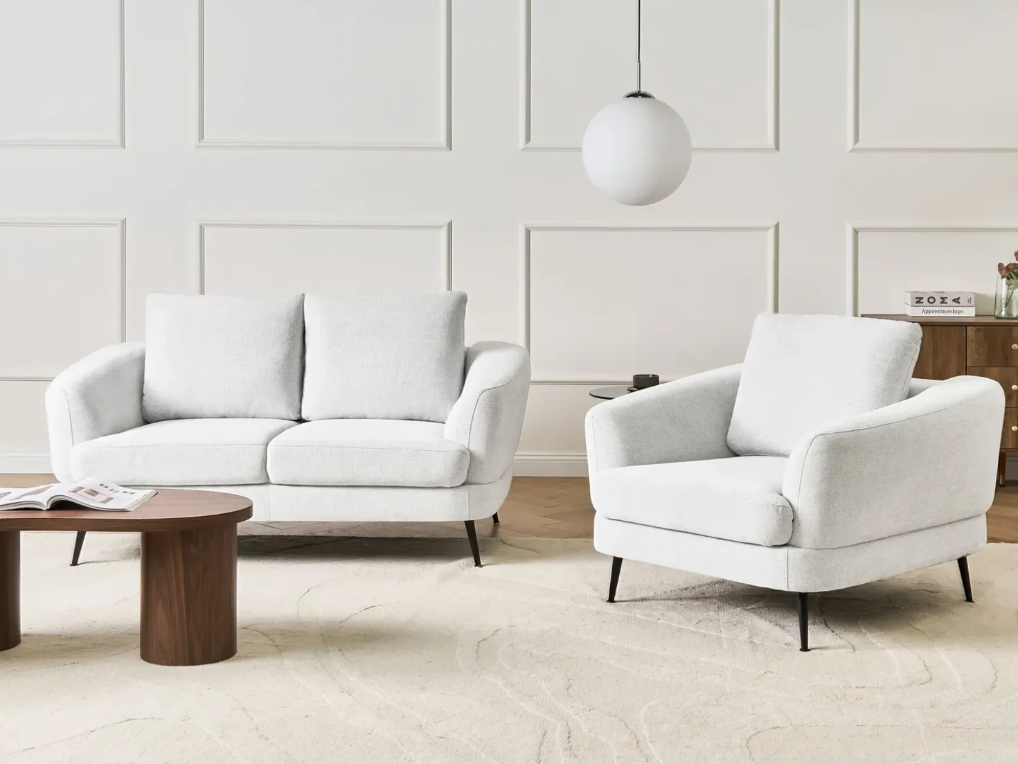 Poltrona KJAER Tessuto Bianco sporco
