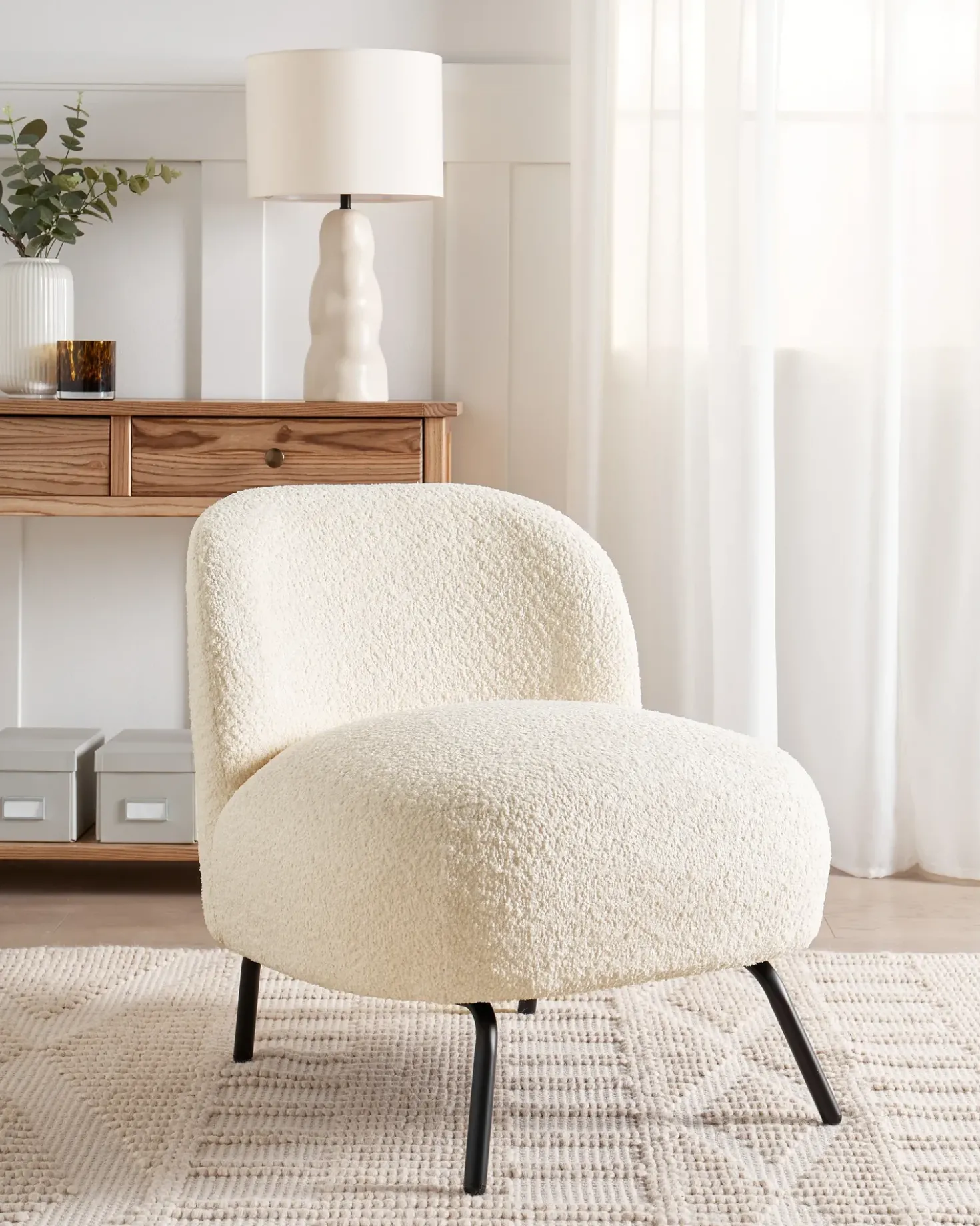Poltrona KUMLA Bouclé Bianco sporco