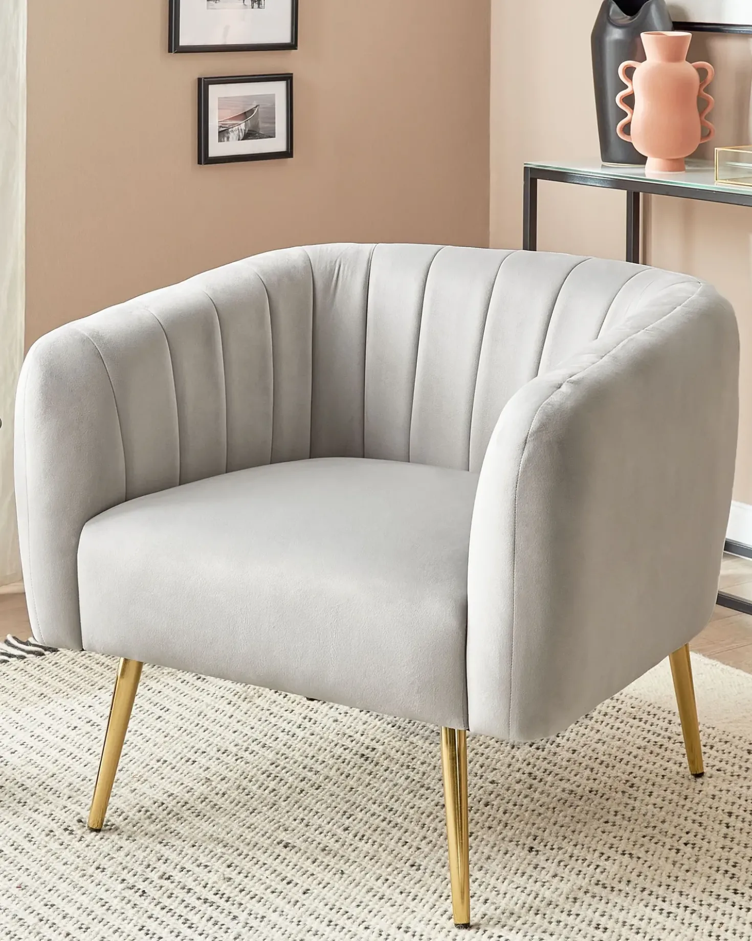 Poltrona LACONIA Velluto Grigio chiaro