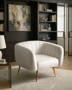Poltrona LACONIA Velluto Bianco sporco