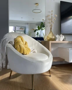 Poltrona LANGA Velluto Bianco sporco