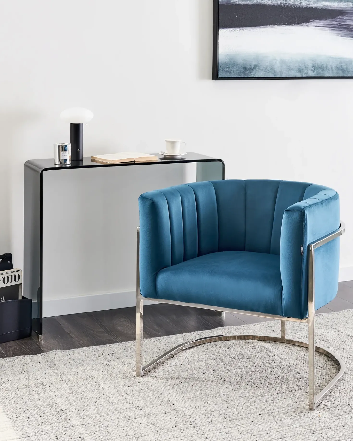Poltrona LARVIK Velluto Blu