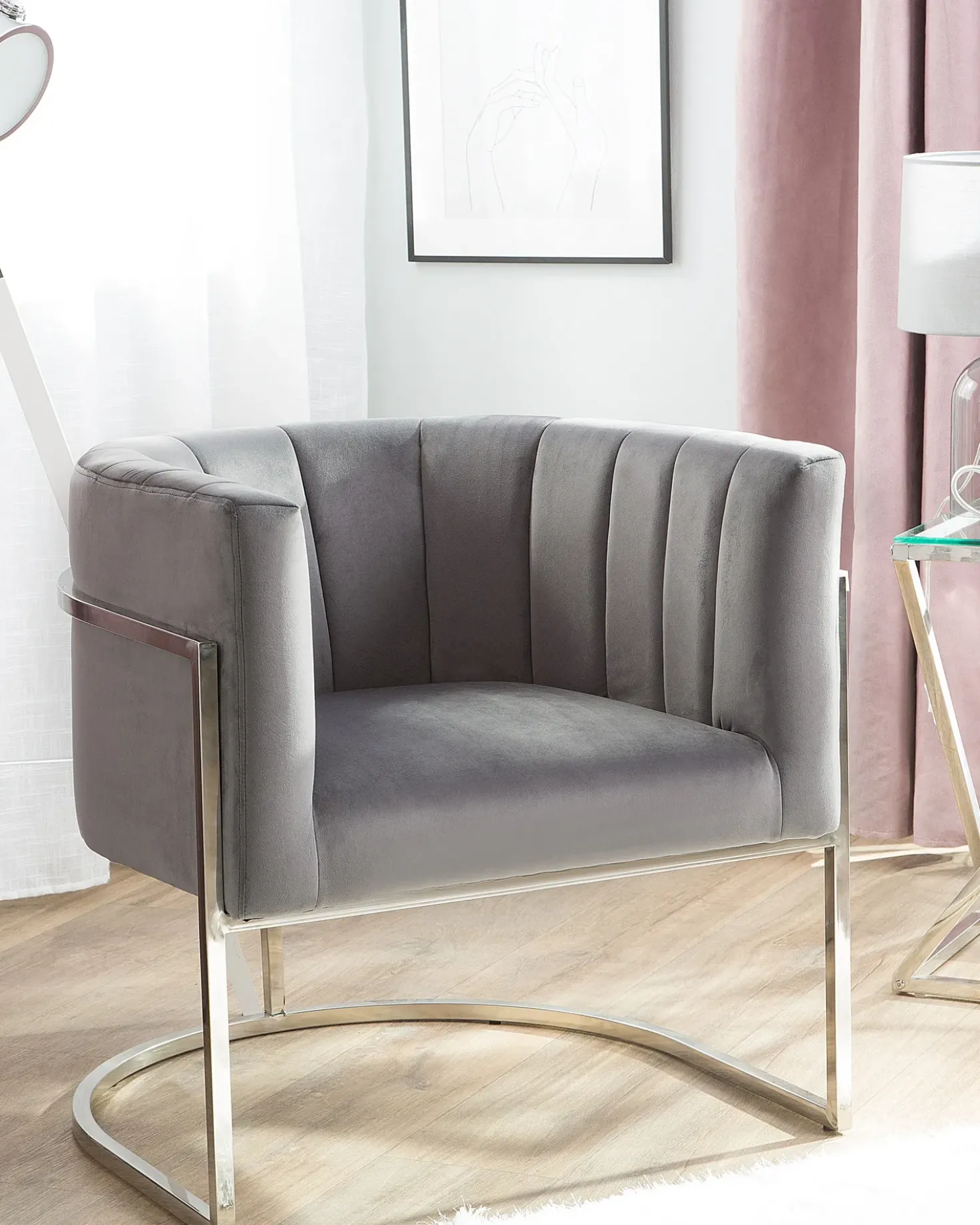Poltrona LARVIK Velluto Grigio