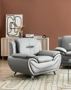 Poltrona LEIRA Pelle sintetica Grigio