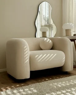 Poltrona LEIREN Velluto Bianco sporco