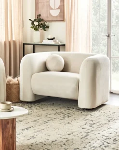 Poltrona LEIREN Velluto Bianco sporco