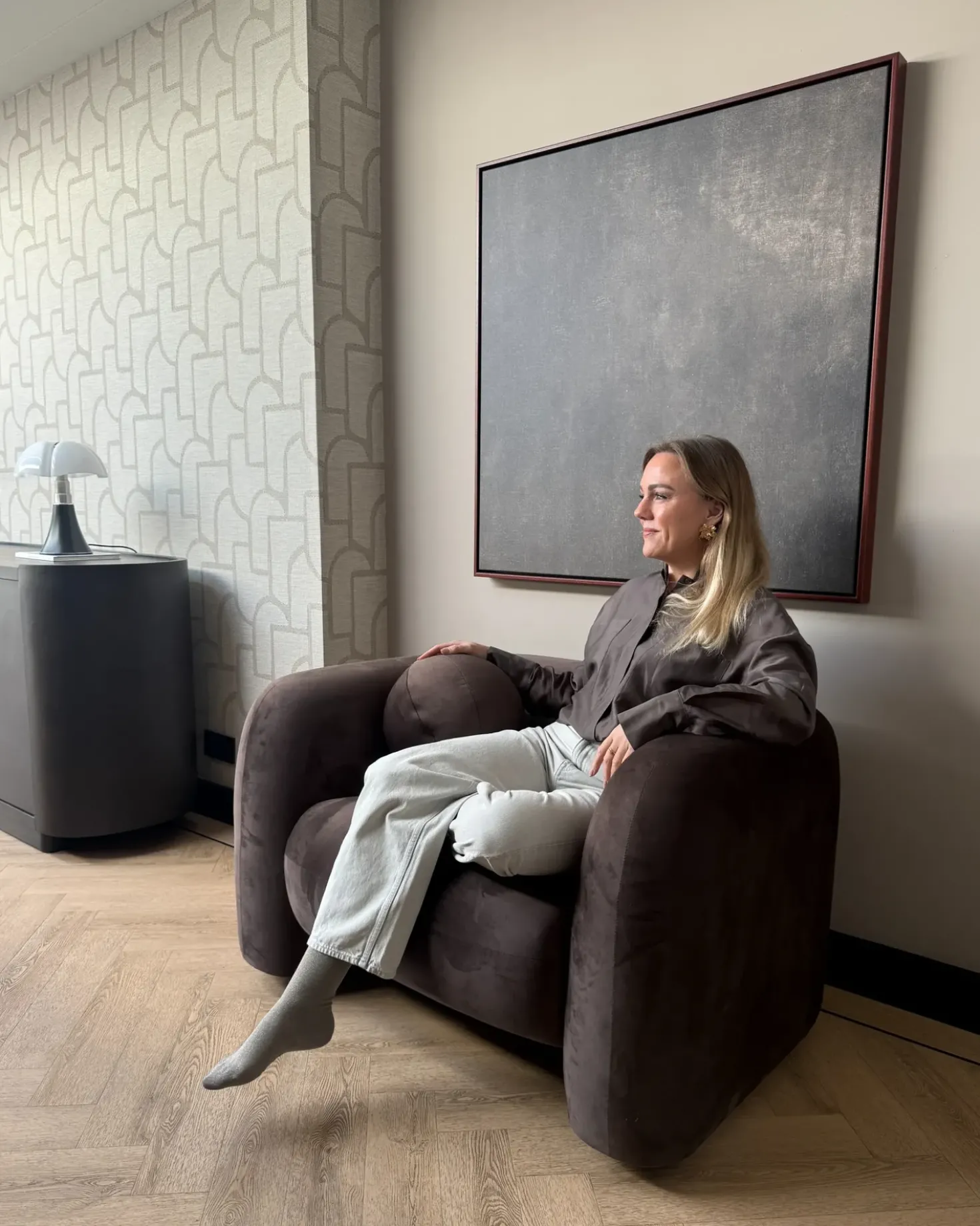 Poltrona LEIREN Velluto Marrone scuro