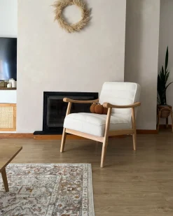 Poltrona LEKNES Bouclé Bianco sporco