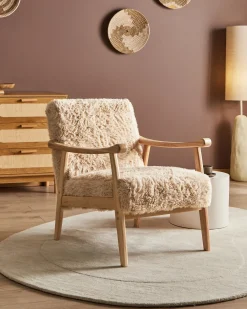 Poltrona LEKNES Finta pelliccia Beige chiaro