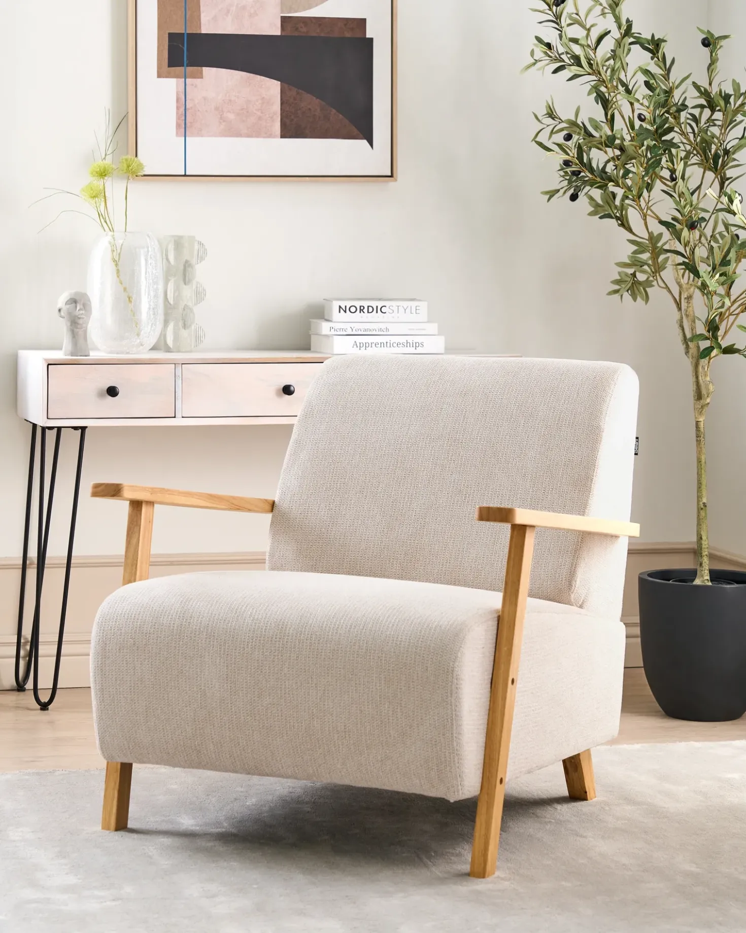 Poltrona LESJA Tessuto Beige chiaro