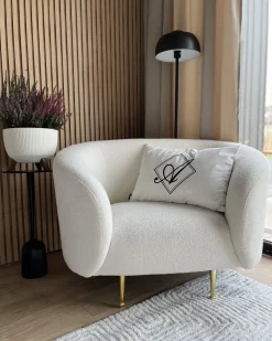 Poltrona LOEN Bouclé Bianco
