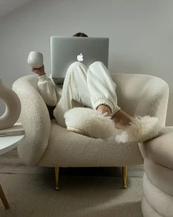 Poltrona LOEN Bouclé Bianco