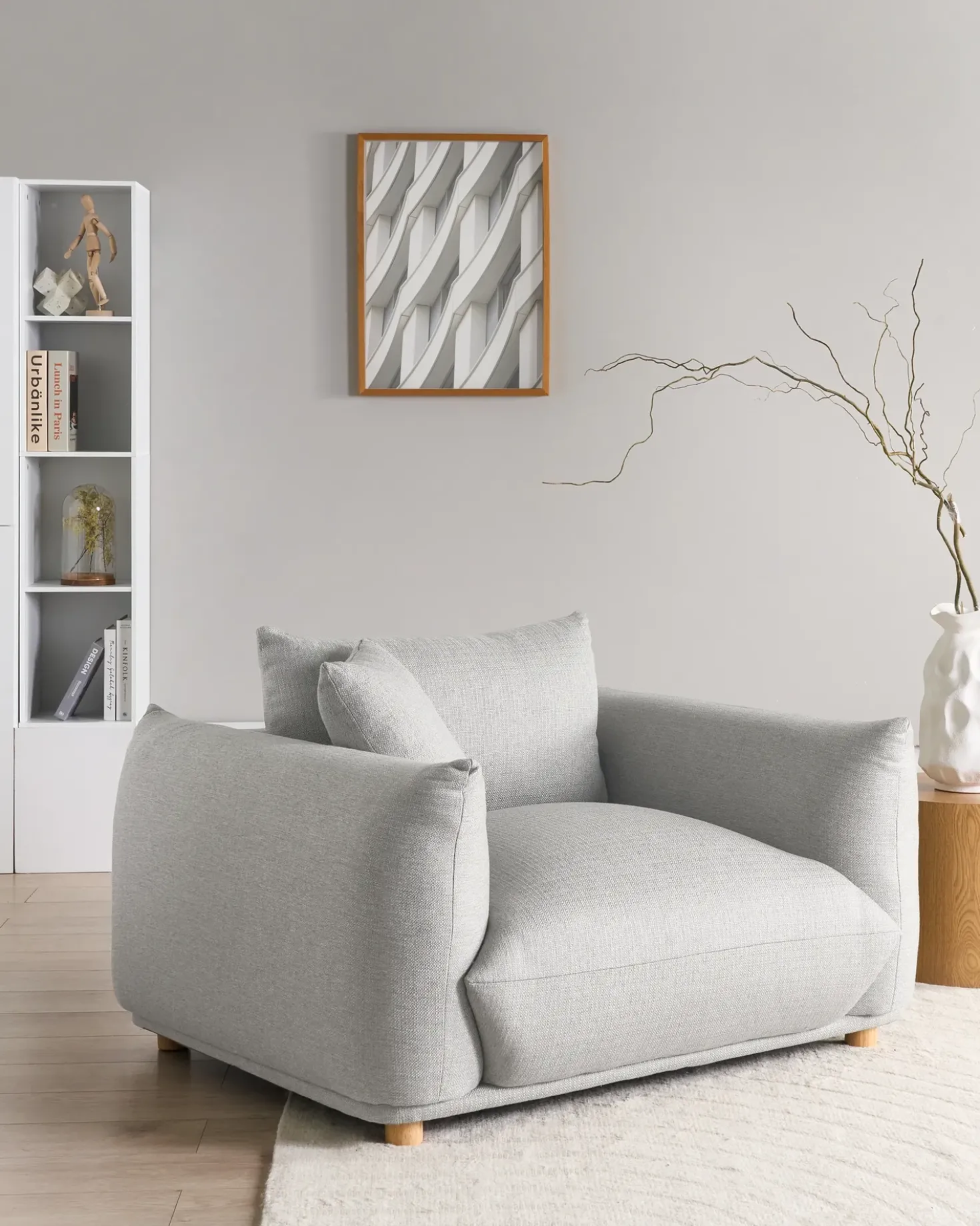 Poltrona LUVOS Tessuto Grigio chiaro