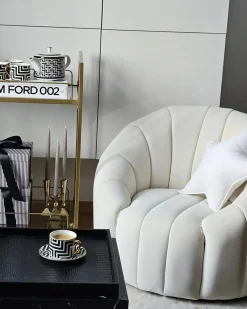 Poltrona MALUNG Velluto Bianco sporco