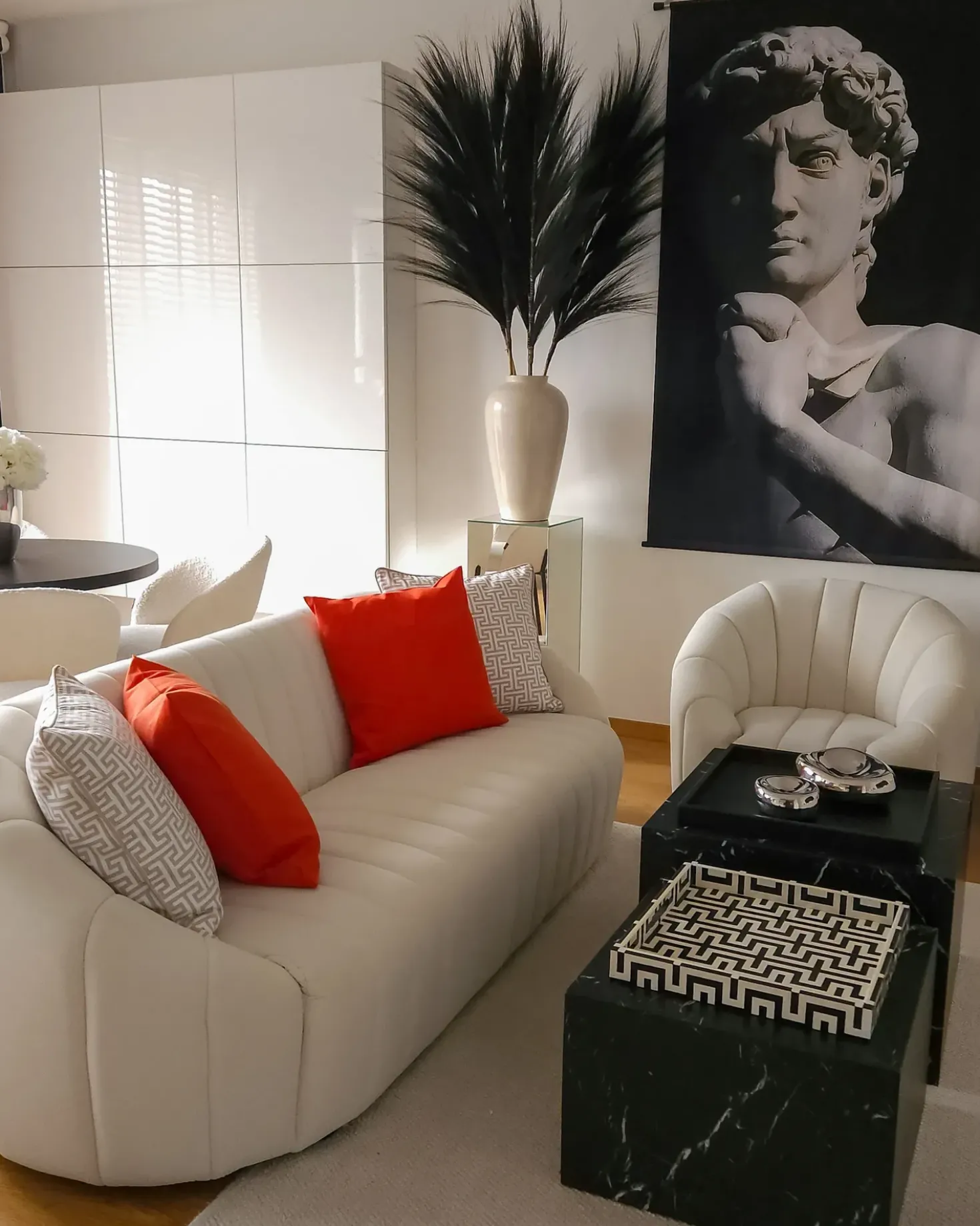 Poltrona MALUNG Velluto Bianco sporco