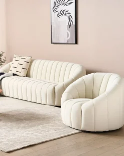 Poltrona MALUNG Velluto Bianco sporco