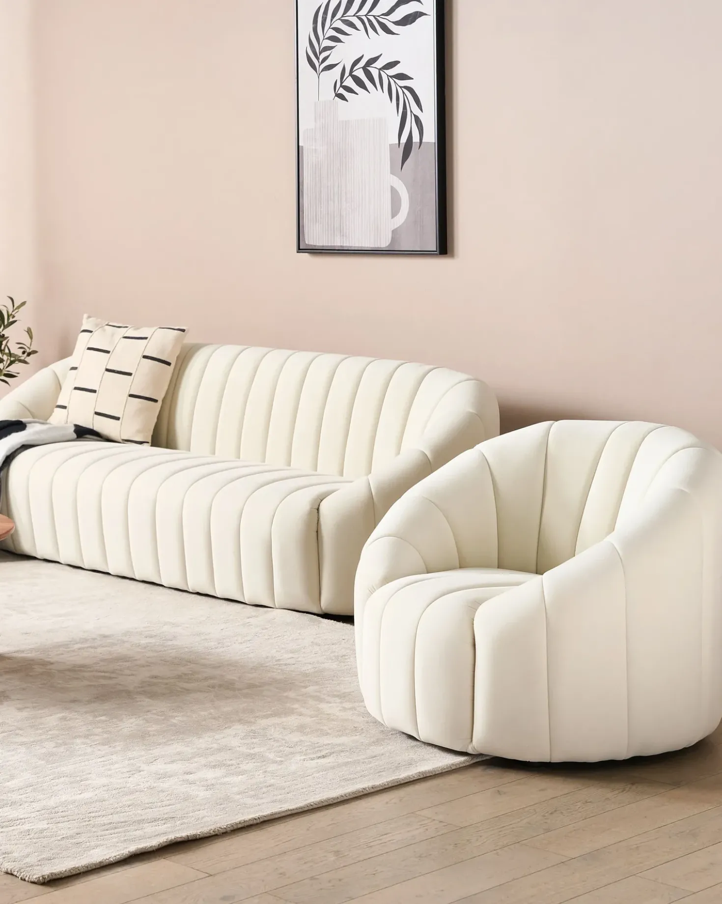Poltrona MALUNG Velluto Bianco sporco