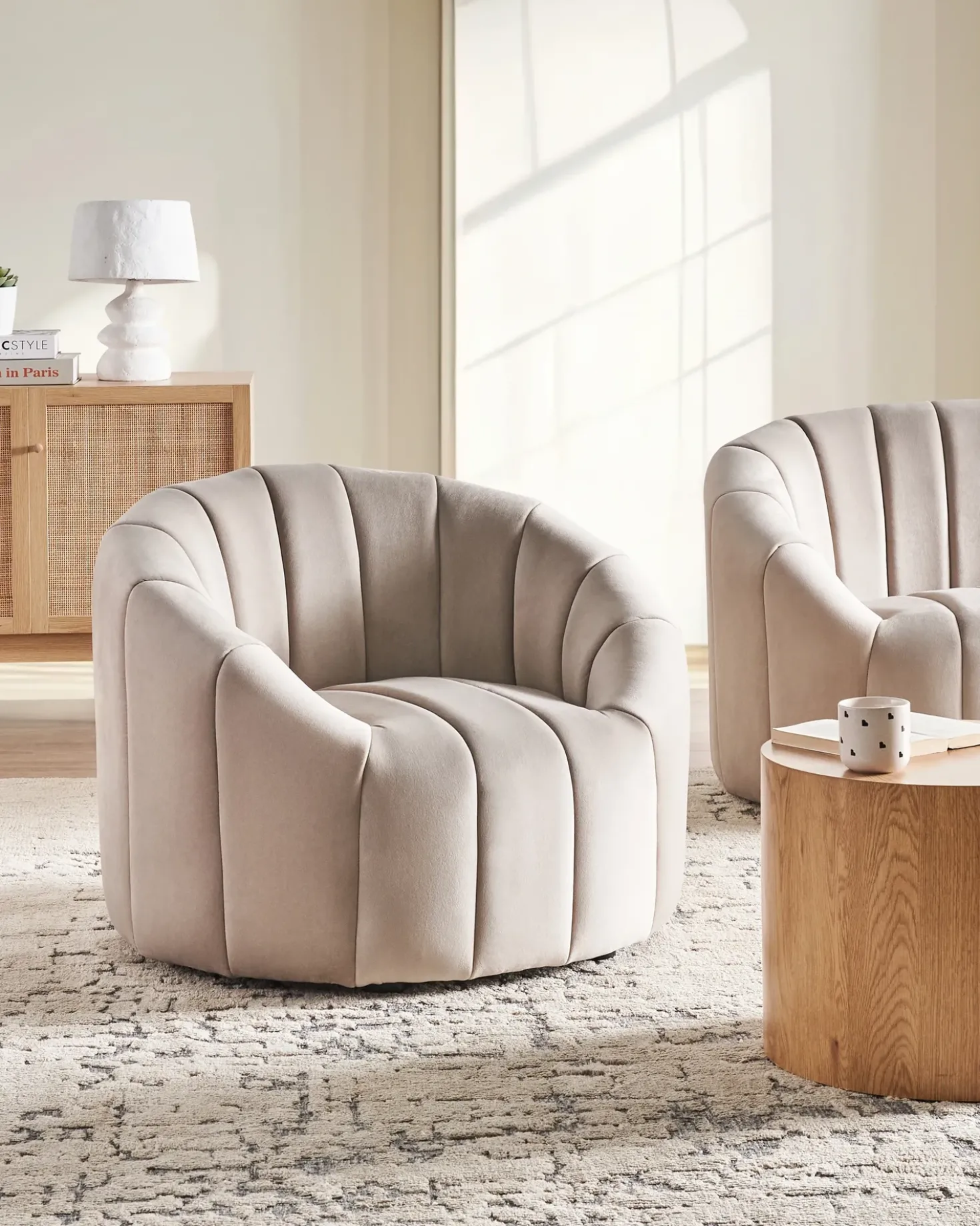 Poltrona MALUNG Velluto Beige