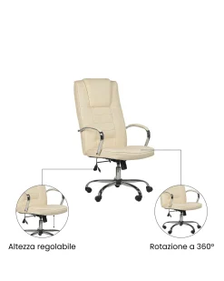 Poltrona massaggiante Con riscaldatore GRANDEUR Pelle sintetica Beige