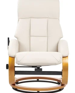 Poltrona massaggiante FORCE con poggiapiedi Pelle sintetica Beige chiaro