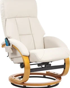 Poltrona massaggiante FORCE con poggiapiedi Pelle sintetica Beige chiaro