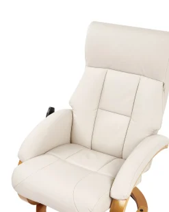 Poltrona massaggiante FORCE con poggiapiedi Pelle sintetica Beige chiaro