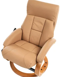 Poltrona massaggiante FORCE con poggiapiedi Pelle sintetica Beige sabbia