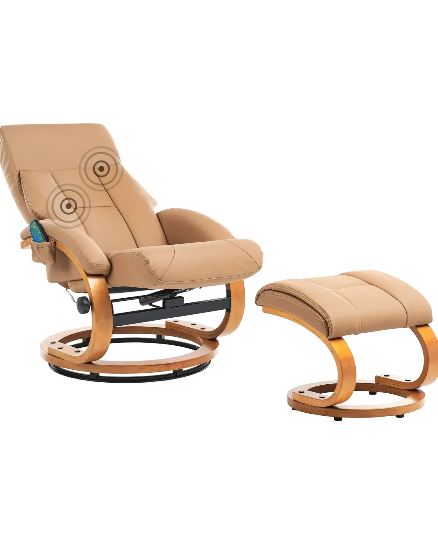 Poltrona massaggiante FORCE con poggiapiedi Pelle sintetica Beige sabbia