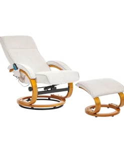 Poltrona massaggiante HERO con poggiapiedi Tessuto Beige chiaro
