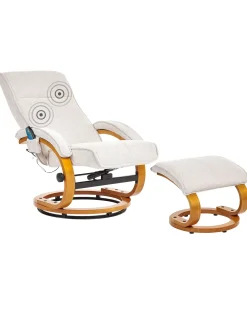 Poltrona massaggiante HERO con poggiapiedi Tessuto Beige chiaro