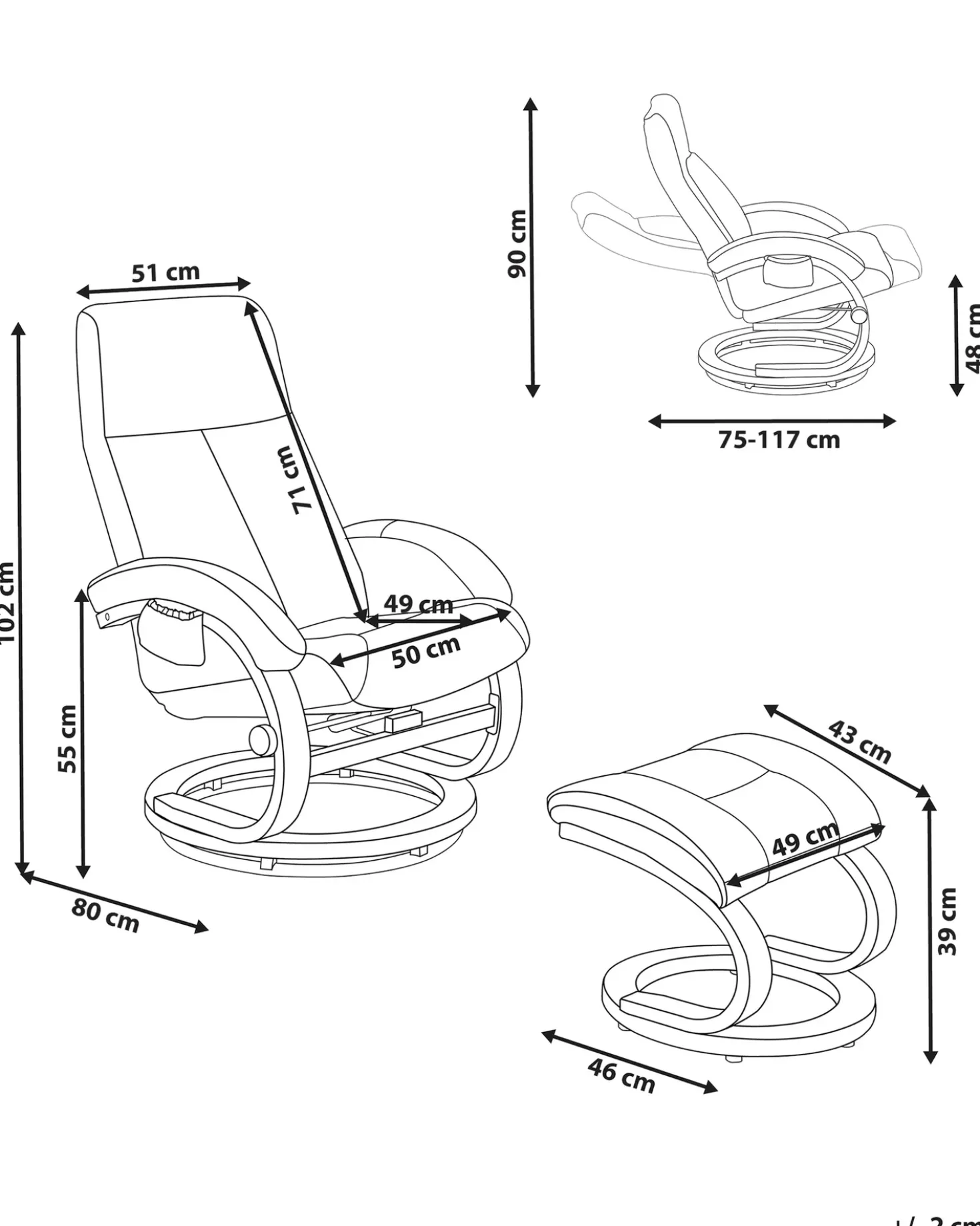 Poltrona massaggiante HERO con poggiapiedi Tessuto Beige chiaro
