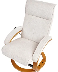 Poltrona massaggiante HERO con poggiapiedi Tessuto Beige chiaro