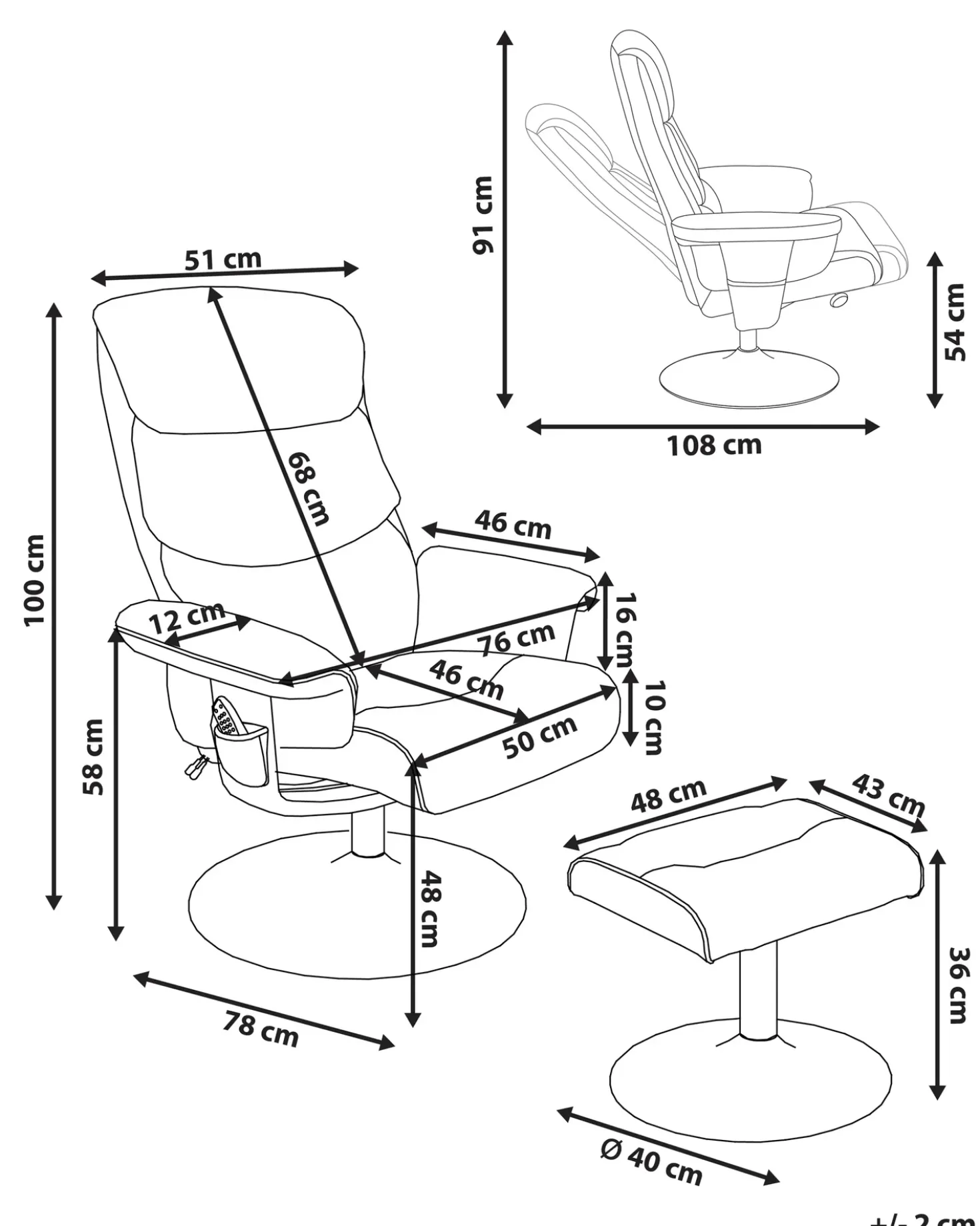 Poltrona massaggiante LEGEND con poggiapiedi Pelle sintetica Marrone