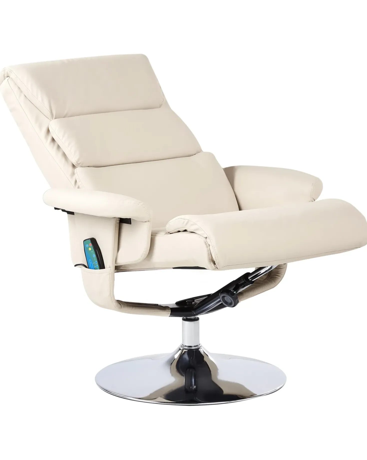 Poltrona massaggiante LEGEND con poggiapiedi Pelle sintetica Beige chiaro