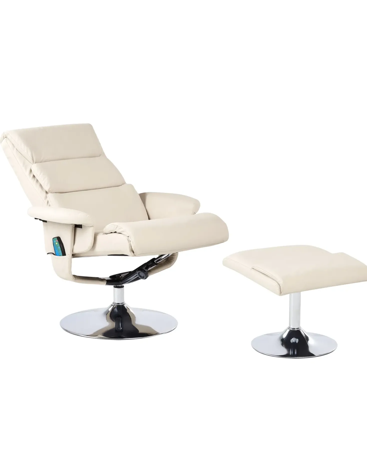 Poltrona massaggiante LEGEND con poggiapiedi Pelle sintetica Beige chiaro