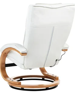Poltrona massaggiante MAJESTIC con poggiapiedi Pelle sintetica Bianco
