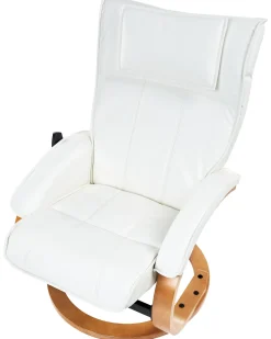 Poltrona massaggiante MAJESTIC con poggiapiedi Pelle sintetica Bianco