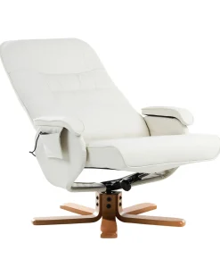 Poltrona massaggiante RELAXPRO con poggiapiedi Pelle sintetica Bianco sporco